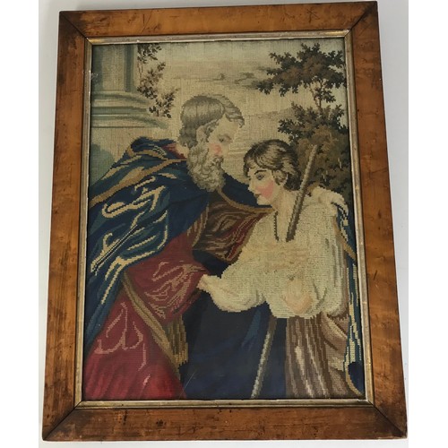 72 - RELIGIOUS NEEDLEWORK PANEL WITH MAPLE FRAME