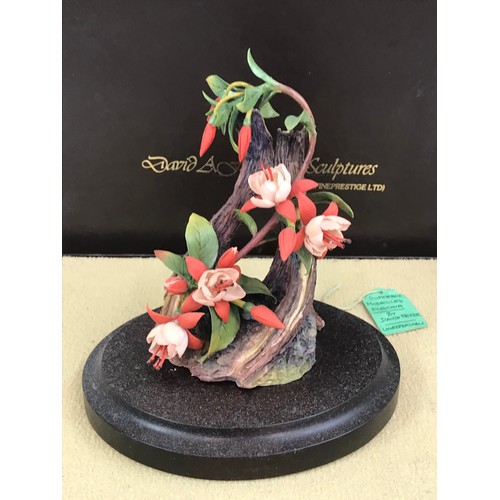 116 - DAVID FRYER FLORAL STUDY, FUSCHIA, ON WOODEN PLINTH IN ORIGINAL PRESENTATION BOX