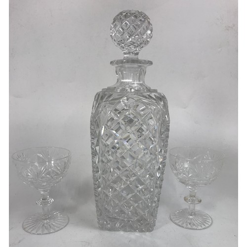 178 - DECANTER AND 6 CUT GLASS COCKTAIL GLASSES