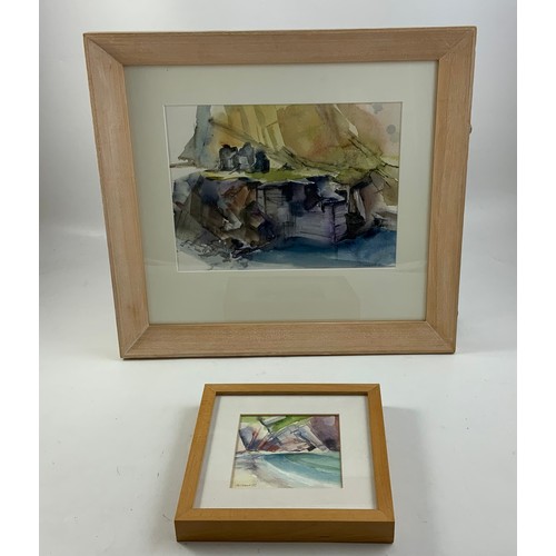 21 - ANDREA KELLAND WATERCOLOUR SKETCH BLUE LAGOON QUARRY AND ONE OTHER