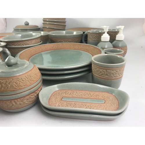 163 - LARGE QUANTITY  THAI CELADON GLAZED POTTERY WARE