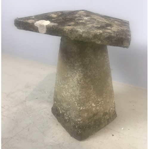 498 - COMPOSITE SQUARE TOP STADDLE STONE 55cm TALL