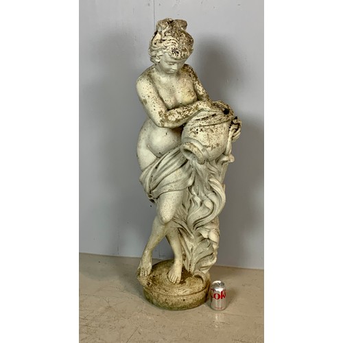 491 - GARDEN COMPOSITE WATER FEATURE IN THE FORM OF A CLASSICAL LADY, APPROX. 122 cm high