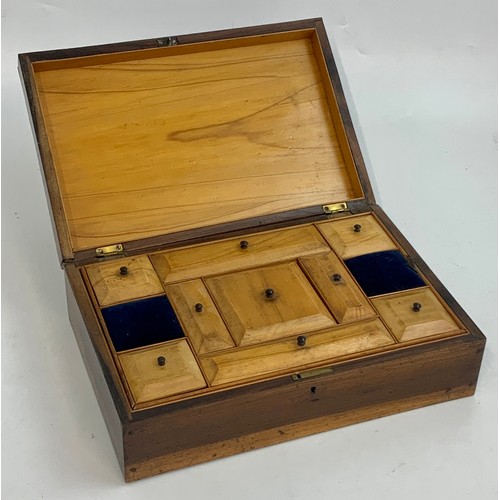 276 - AN ITALIAN PARQUETRY WORK BOX WITH FITTED INTERIOR