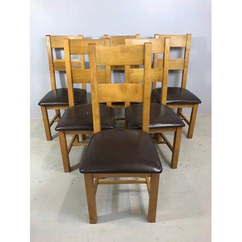 671 - 6 LIGHT OAK DINING CHAIRS WITH FIRE LABELS