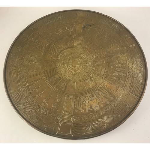 349 - INDIAN BRASS TRAY TOP TABLE