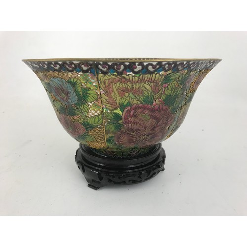 455 - PIERCED CLOISONNE BOWL