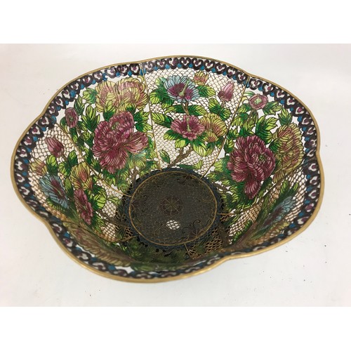 455 - PIERCED CLOISONNE BOWL