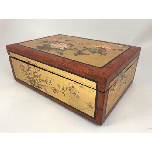 457 - MODERN DECORATIVE ORIENTAL BOX WITH HINGED LID