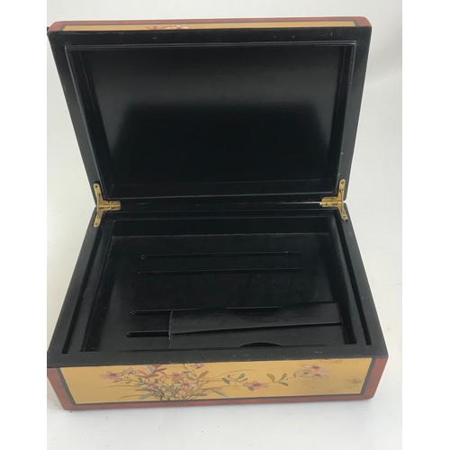 457 - MODERN DECORATIVE ORIENTAL BOX WITH HINGED LID