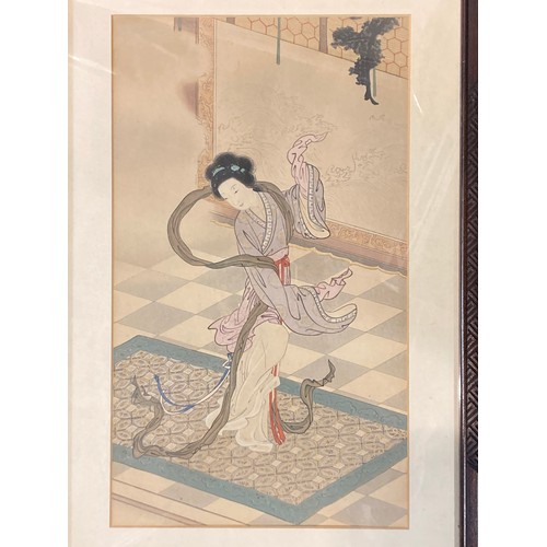 1 - AN ANTIQUE CHINESE SILKWORK KIMONO PANEL, WITH STAMPED CERTIFICATE ‘COMMEMORATION OF HAVING VISITED ... 