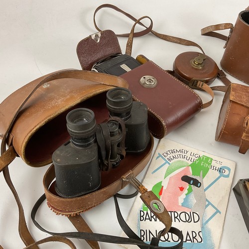 435 - LEATHER CASED FIELD GLASSES, IMPERATOR AND BARR & STROUD, LEATHER CASED MEASURES, A CANON CANONET CA... 