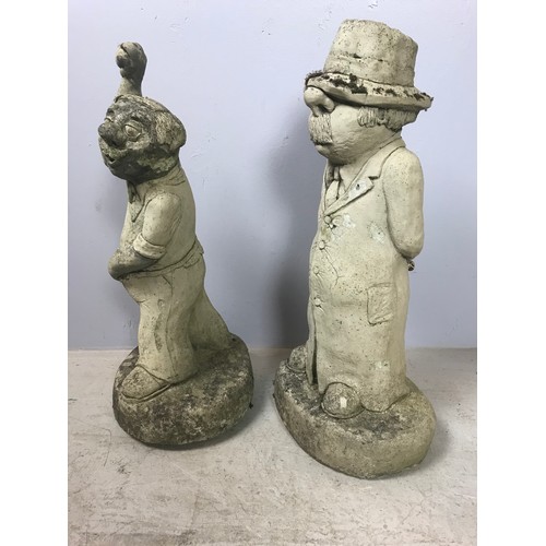 516 - 2 COMPOSITE GARDEN FIGURES DEPICTING CRICKETERS, EACH APPROX. 55 cm.