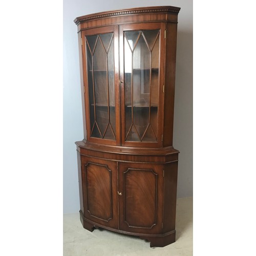 549 - REPRO CORNER DISPLAY CABINET WITH PAIR OF GLAZED DOORS 180cm TALL