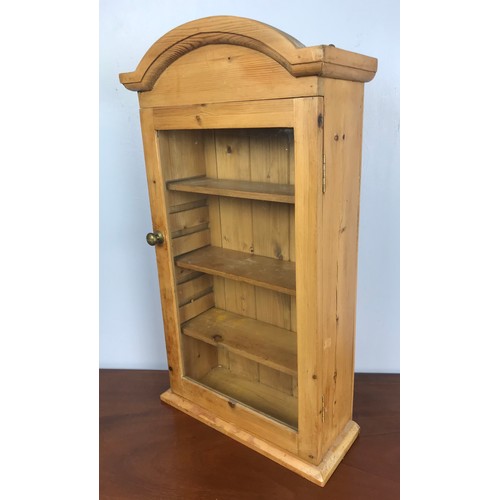 637 - SMALL PINE GLAZED CABINET, APPROX. 40 CM X 72 CM