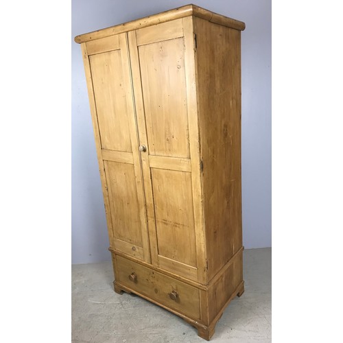 544 - VINTAGE PINE TWO DOOR WARDROBE WITH DRAWER