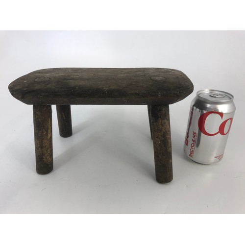 492 - PRIMITIVE MINATURE STOOL WITH IMPRESSED JW MARKS TO UNDERSIDE