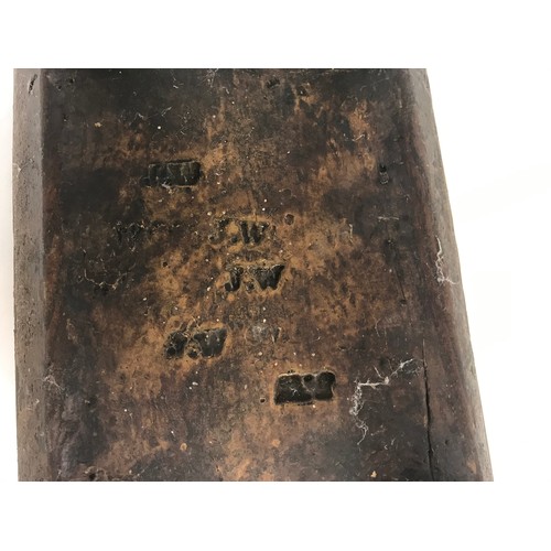 492 - PRIMITIVE MINATURE STOOL WITH IMPRESSED JW MARKS TO UNDERSIDE