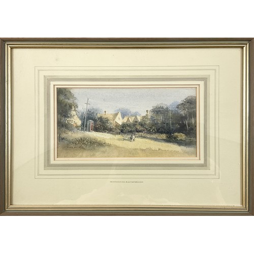 15 - AUDREY HAMMOND, SEVENHAMPTON, GLOUCESTERSHIRE, WATERCOLOUR, SIGNED, 11.5CM X 23.5CM, FRAMED