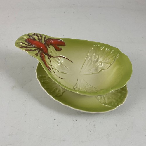 211 - CARLTON WARE LOBSTER PLATE AND SAUCE BOAT AND STAND (3)