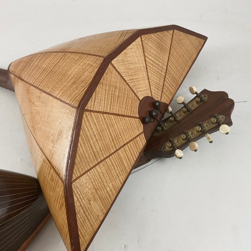 378 - A MAPLE, SPRUCE AND HARDWOOD BALALAIKA BY LANCELOT H CLARK, CIRCA 1988, TOGETHER WITH A BOWL BACK IT... 