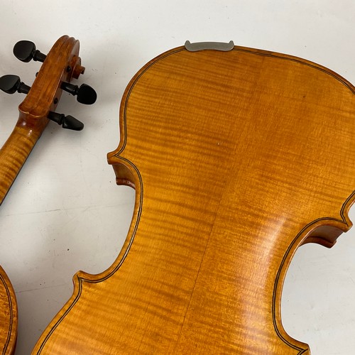 372 - THREE 20TH CENTURY ENGLISH VIOLINS BY LANCELOT H CLARK, MORPETH, EBONY AND BOXWOOD STRUNG, SCROLL CA... 