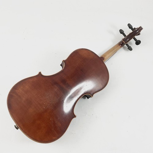 375 - A LATE 19TH CENTURY VIOLIN, HOPF BACKSTAMP, BOXWOOD AND EBONY STRUNG, EBONY FINGERBOARD AND TUNING P... 