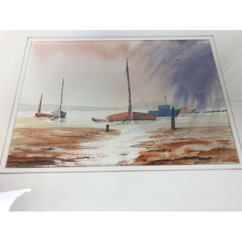 10 - WATER COLOUR DEPICTING A WORCESTER SCENE, WATERCOLOUR MARITIME SCENE TOGETHER WITH A WATERCOLOUR BY ... 