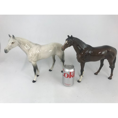 82 - 3 LARGE BESWICK HORSES TALLEST 30CM  (ONE WITH CHIP TO EAR)