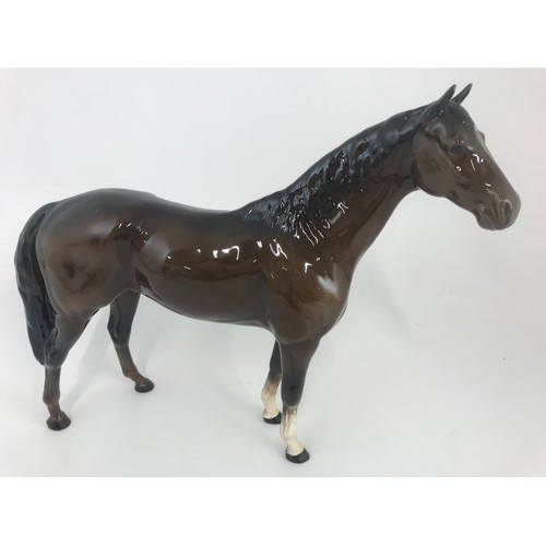 82 - 3 LARGE BESWICK HORSES TALLEST 30CM  (ONE WITH CHIP TO EAR)