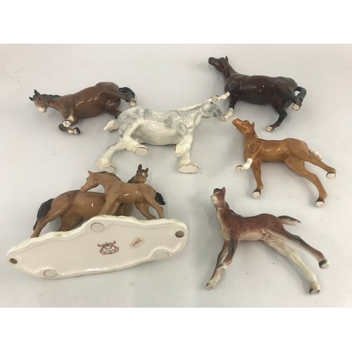 177 - 6 CERAMIC HORSE MODELS TALLEST 22CM INC GOEBEL