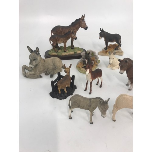 175 - COLLECTION OF DONKEY MODELS INC EDLMANN, LEONARDO, BEST OF BREED ETC TALLEST 19cm