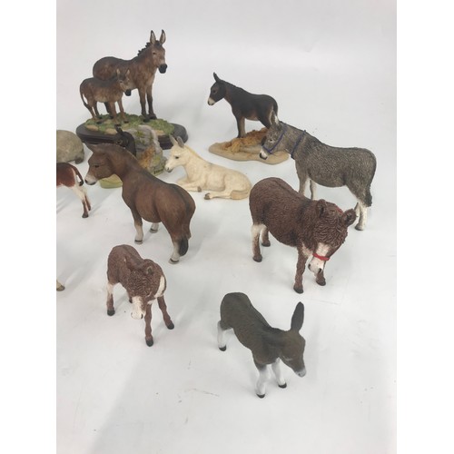 175 - COLLECTION OF DONKEY MODELS INC EDLMANN, LEONARDO, BEST OF BREED ETC TALLEST 19cm