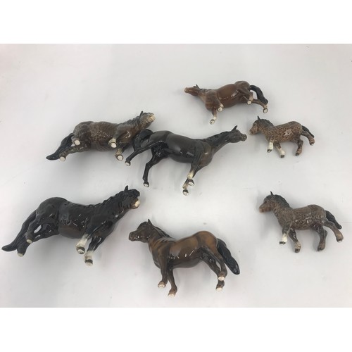 87 - COLLECTION 7 BESWICK MODELS INC  SHETLAND PONY , FOALS ETC