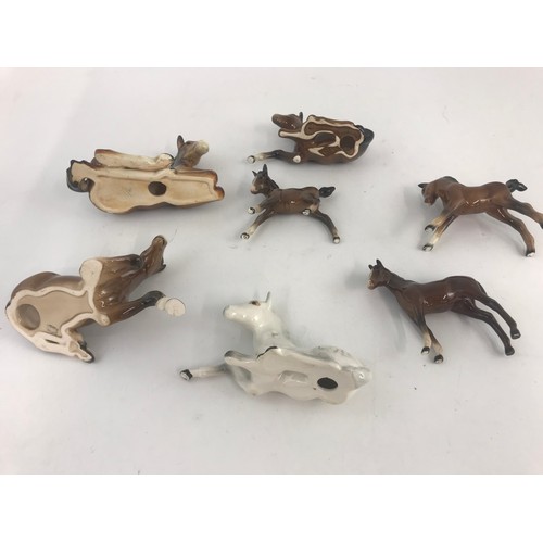 89 - COLLECTION OF 7 BESWICK FOAL MODELS TALLEST 9CM