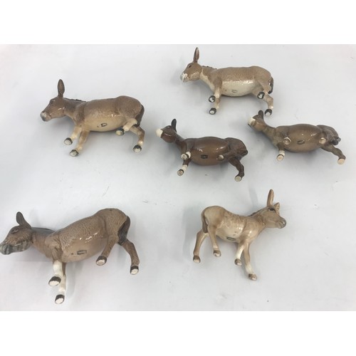 90 - 6 BESWICK DONKEY MODELS TALLEST 12.8CM