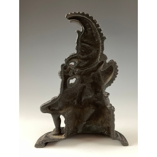 476 - A CAST IRON DOORSTOP IN THE FORM OF MR PUNCH, 32CM HIGH