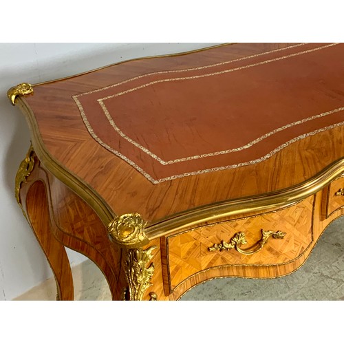 662 - INLAID ITALIAN WRITING TABLE WITH GILT METAL MOUNTS, approx. 136 x 66 cm