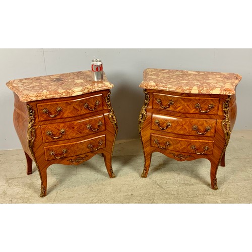 635 - PAIR OF ITALIAN REPRODUCTION INLAID MARBLE TOP CABINETS