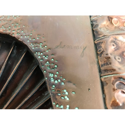 30 - INTERESTING ABSTACT COPPER AND BRASS WALL HANGING, ETCHED SIGNATURE ‘SAMMY’ IN THE MANNER OF SAMMY T... 