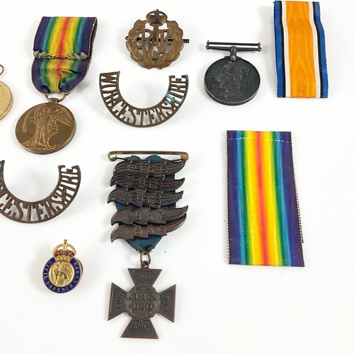 236 - MEDALS, MILITARY BADGES AND SWAGGER STICK, MEDALS INC. WWI VICTORY AND WAR MEDAL TO 10674 PTE. P. O’... 