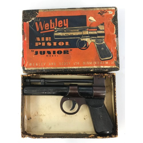 189 - WEBLEY & SCOTT JUNIOR AIR PISTOL IN BOX
NOTE PURCHASER MUST BE 18 YEARS OR OLDER AND THE ITEM MUST B... 