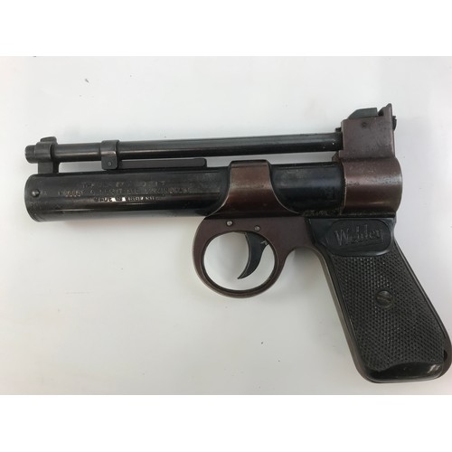 189 - WEBLEY & SCOTT JUNIOR AIR PISTOL IN BOX
NOTE PURCHASER MUST BE 18 YEARS OR OLDER AND THE ITEM MUST B... 