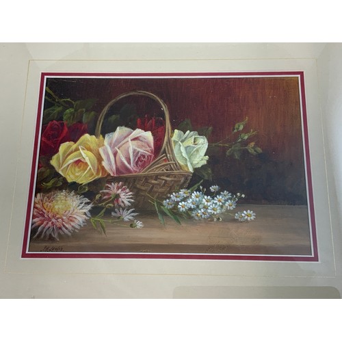 14 - PAIR OF FRAMED PAINTINGS, OIL ON PAPER, STILL LIFE OF FLOWERS, SIG J H LEWIS