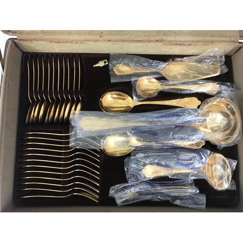 304 - CASE OF  ( 3 TRAYS ) SBS SOLINGEN  24  KARAT PLATE D CUTLERY