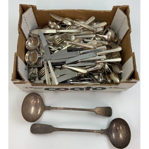 310 - LARGE QTY. SILVER PLATED FLATWARE, SOME BOXED, INCLUDES LADLES