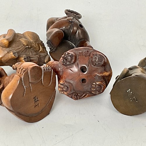 266 - COLLECTION OF CARVED WOODEN AND OTHER MISC. NETSUKE, SOME SIGNED (6)