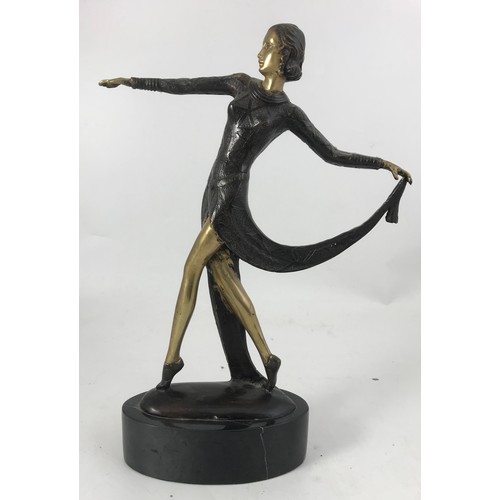 274 - ART DECO STYLE FIGURE OF A DANCING GIRL ON PLINTH – MARKED TO BASE PRENZI