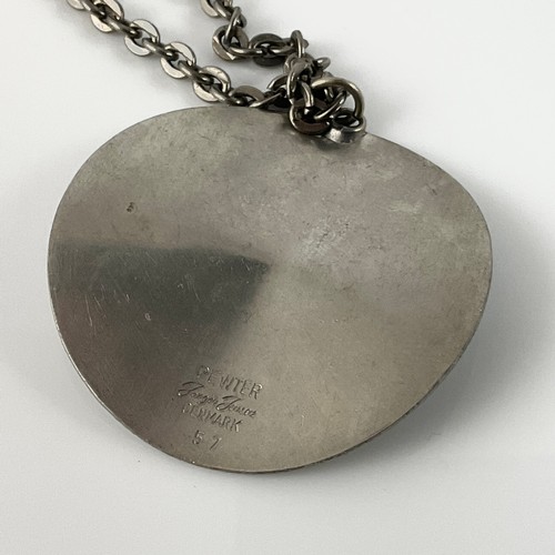 549 - JORGEN (GEORG) JENSEN PEWTER PENDANT, A PENDANT STAMPED JACKY DE G, PARIS AND A GOOD QUALITY ENAMELL... 