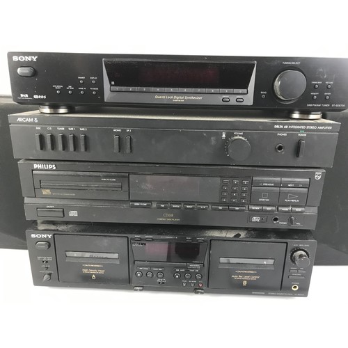 149 - HI-FI SEPARATES INCLUDING ARCAM DELTA 60 INTEGRATED AMPLIFIER, PHILLIPS CD PLAYER, SONY DOUBLE TAPE ... 